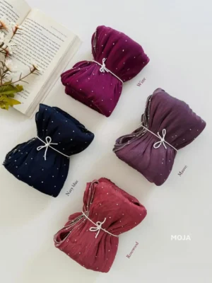 Moja organza dew drops silver chain hijab