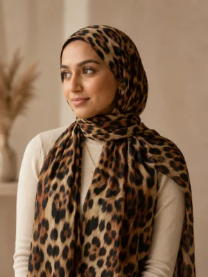 Elegant Leopard Print Hijab for Women