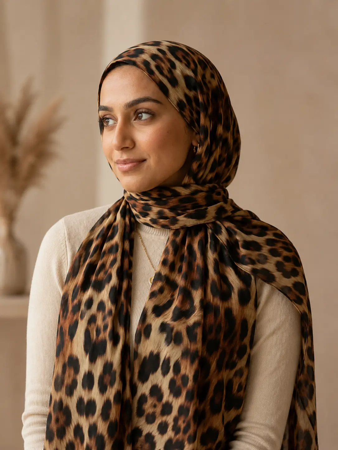 Elegant Leopard Print Hijab for Women