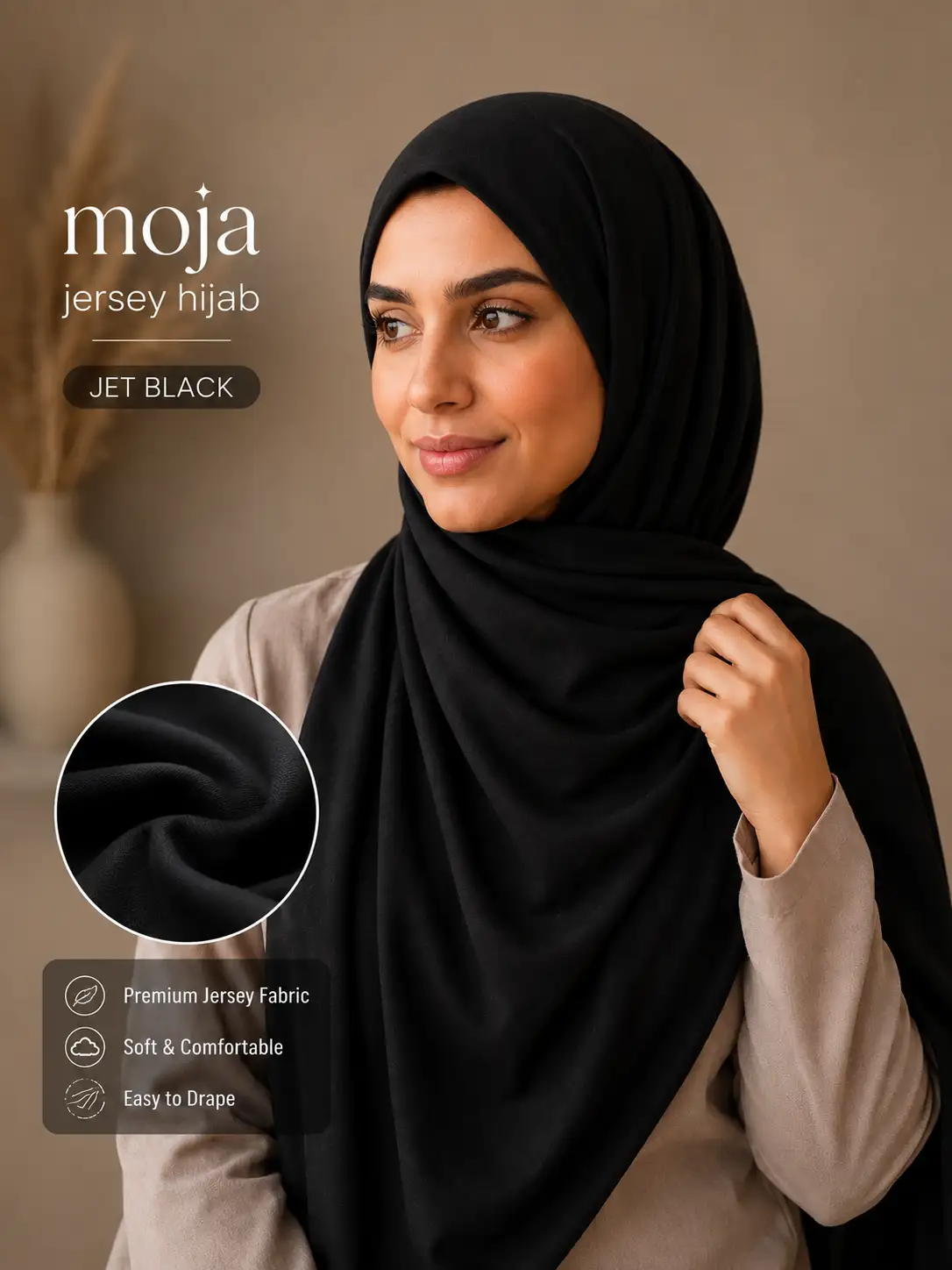Moja Jersey Hijab – Jet Black