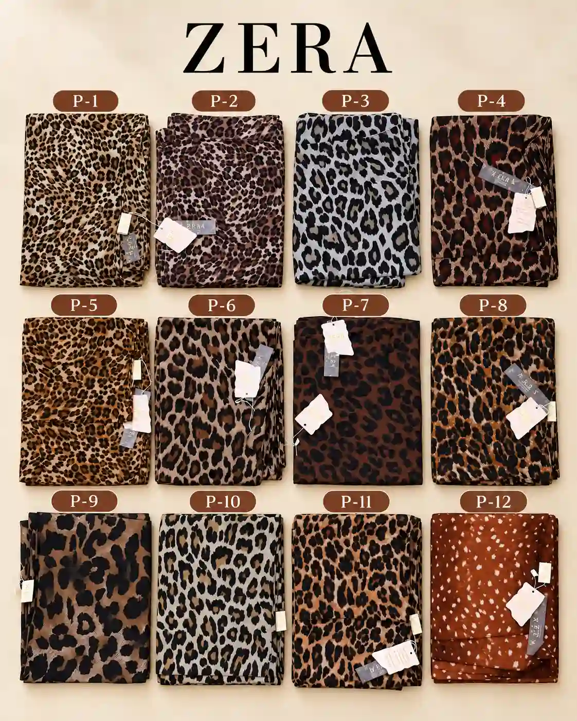 Zera animal print chiffon hijab double side print