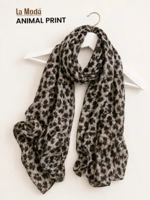 animal print hijab in brushed leopard design, modal cotton, La Moda
