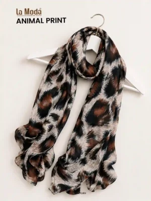 cheetah print hijab with bold brushed pattern, La Moda modal cotton scarf