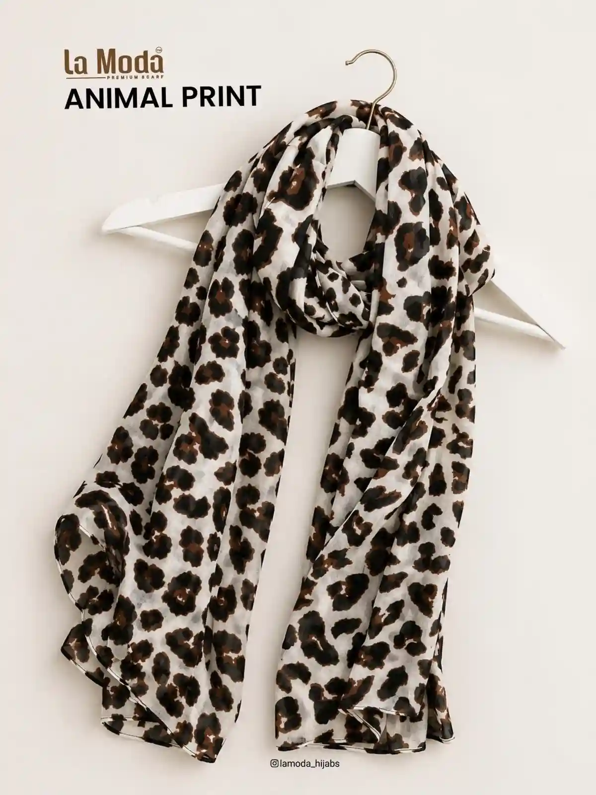cheetah print modal hijab, bold brushed design, La Moda scarf