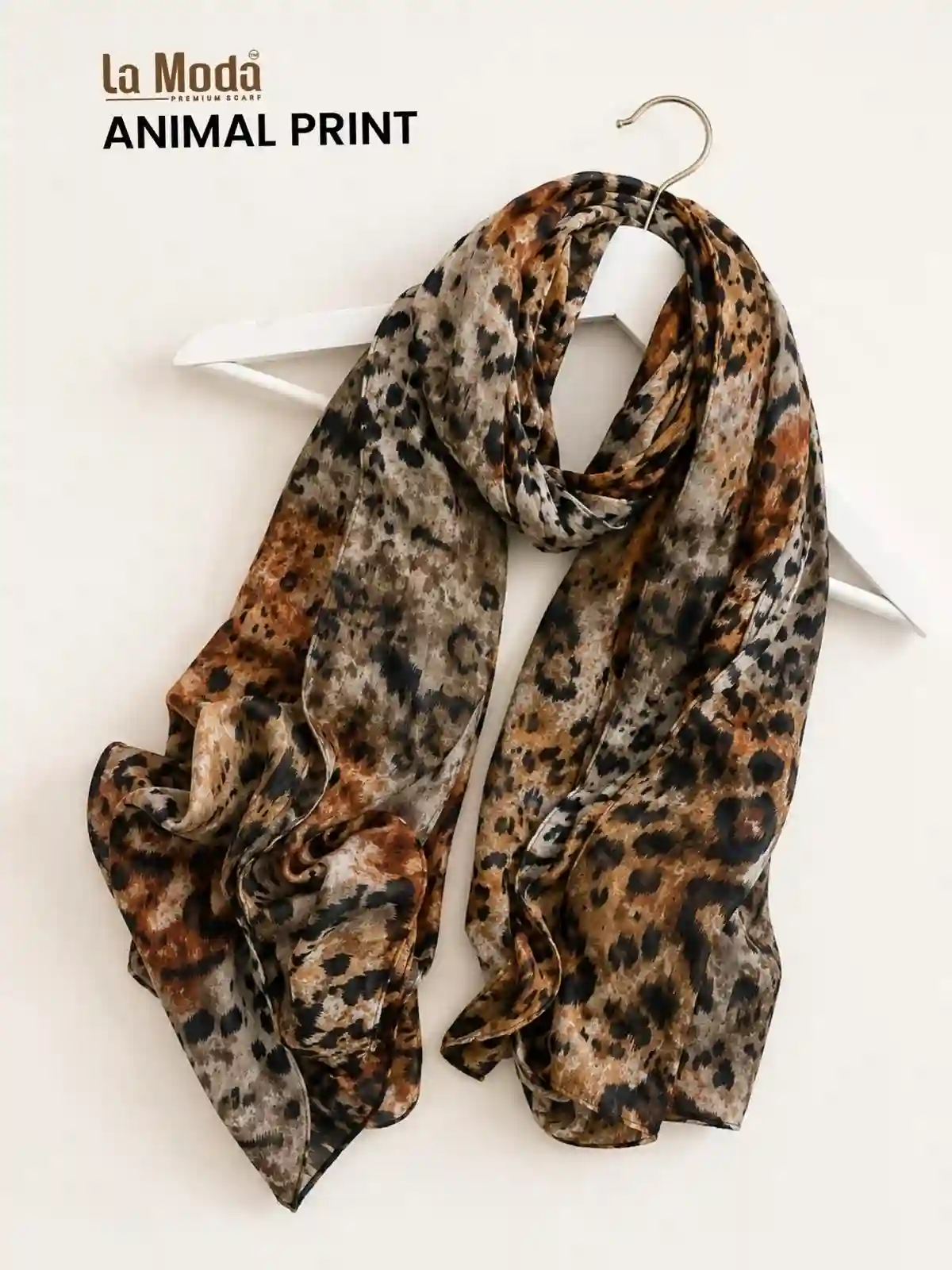 eopard print scarf hijab with muted spot design, La Moda modal cotton