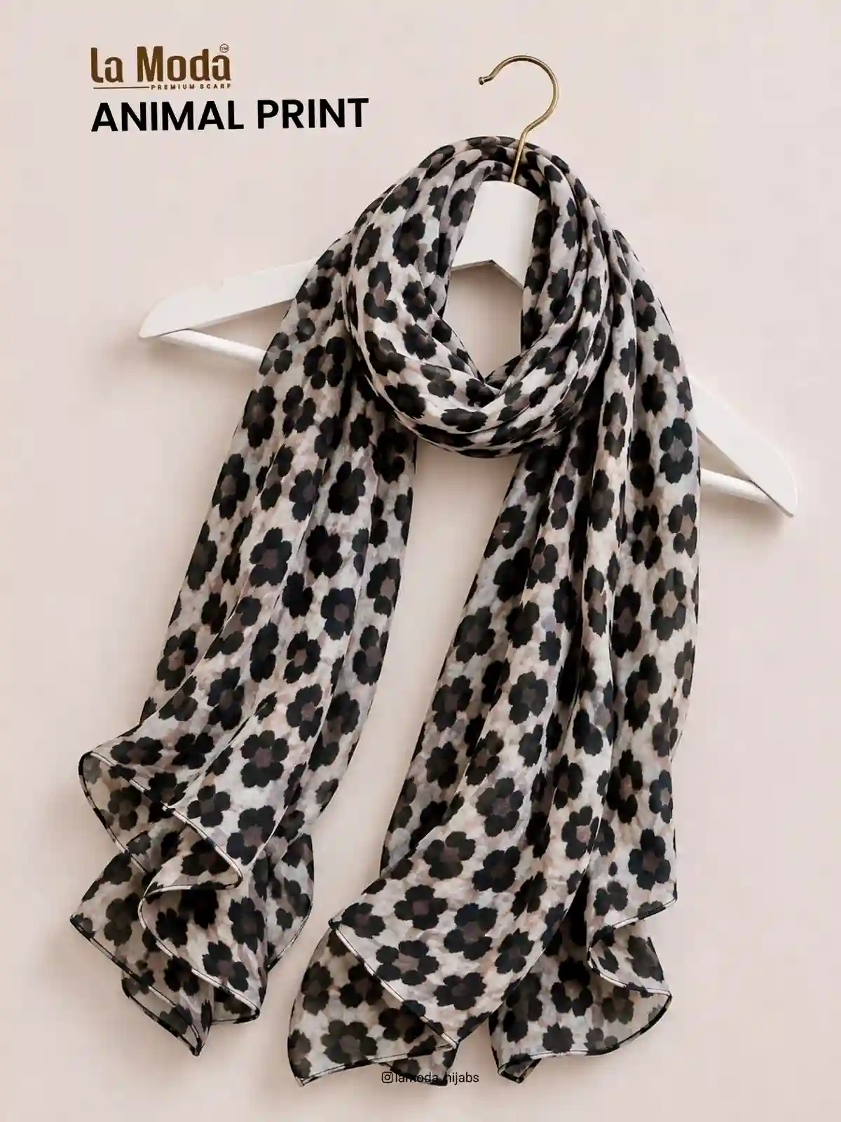 leopard print modal hijab with rich rosette pattern, La Moda scarf