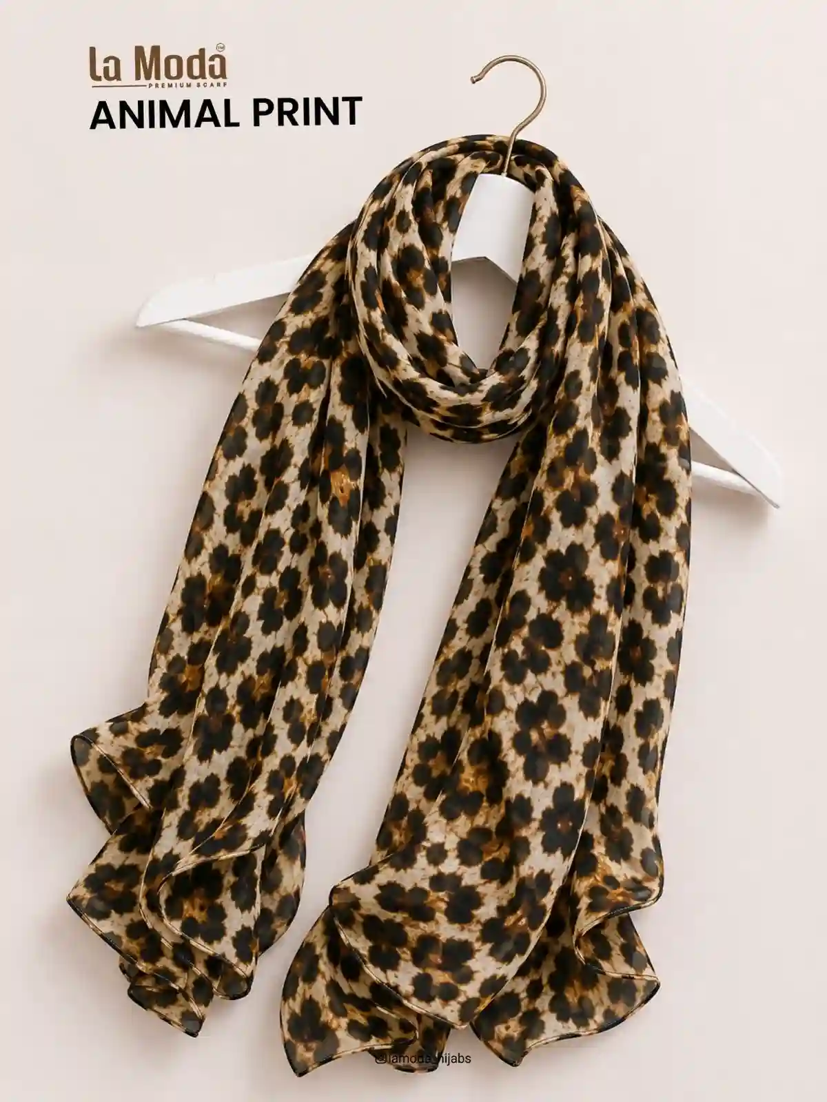 modal animal print hijab with floral leopard motif, La Moda scarf