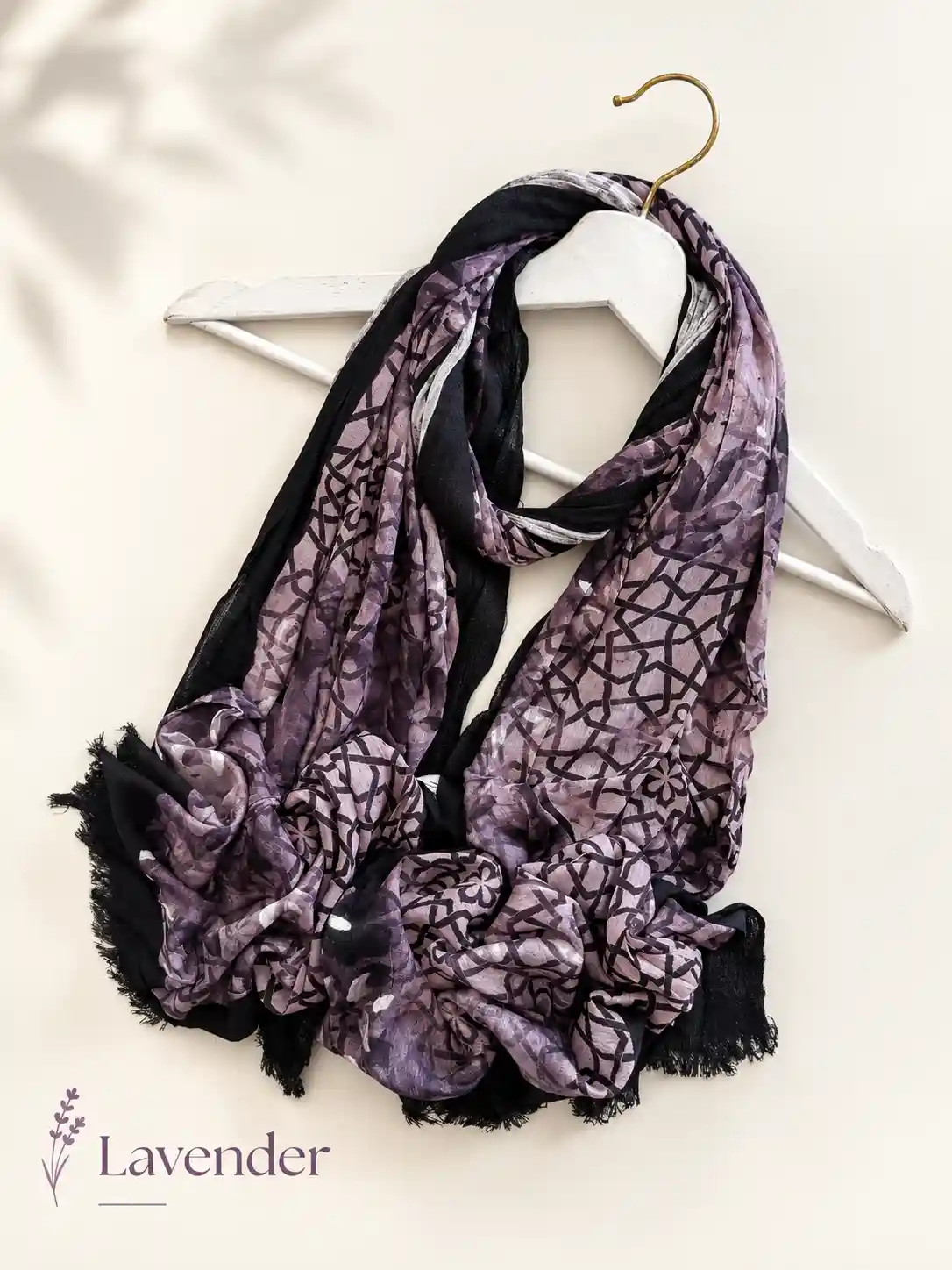 Moja printed modal crinkle hijab- lavender