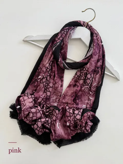 Moja printed modal crinkle hijab- pink