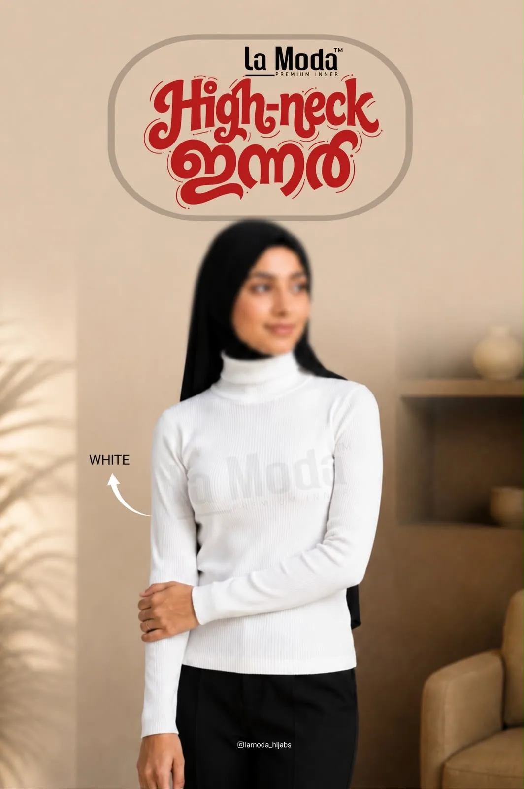 High neck inner by La Moda in white